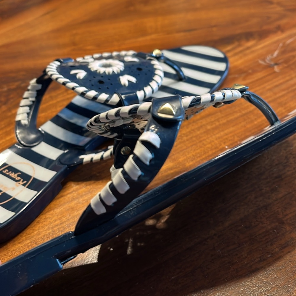 Jack Rogers Navy and White Striped Sandals - Picture 3 of 3